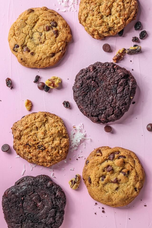 cookies on pink background